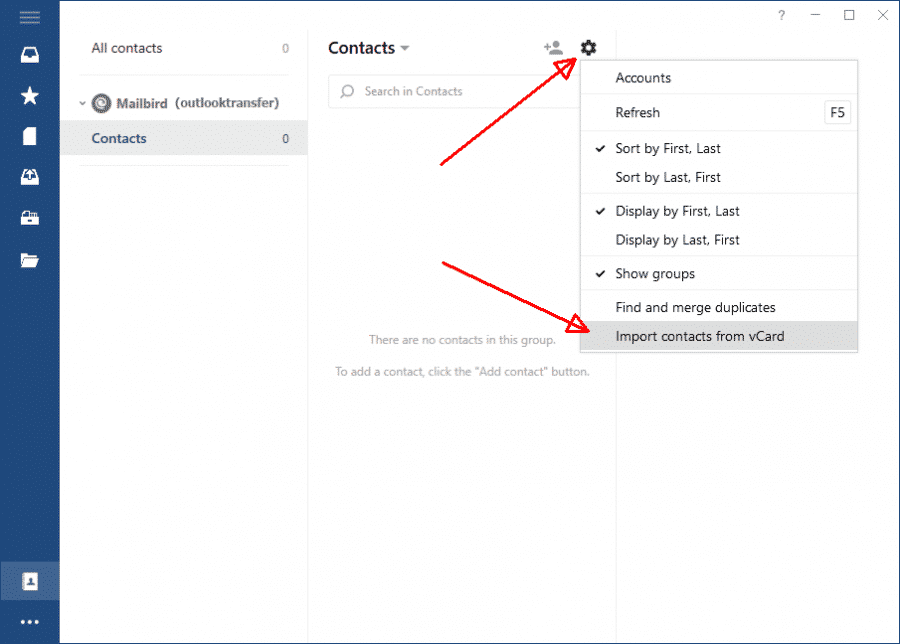 how to import contacts into mailbird