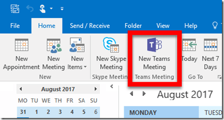 Création de nouvelles réunions d'équipes dans Outlook